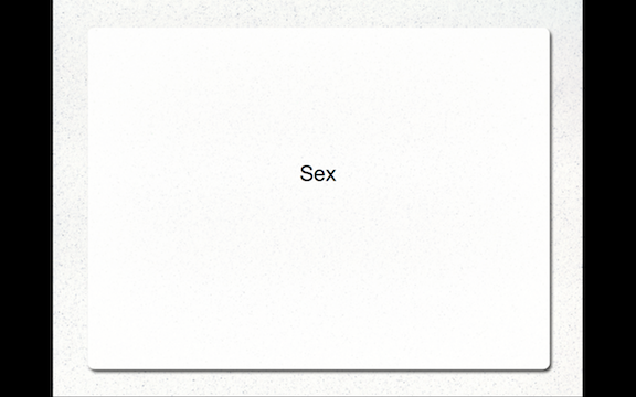 My sex powerpoint presentation. I made the words quite small because I didn't want to catch the attention of people passing by in the hallways. (The doors have windows in them.) 