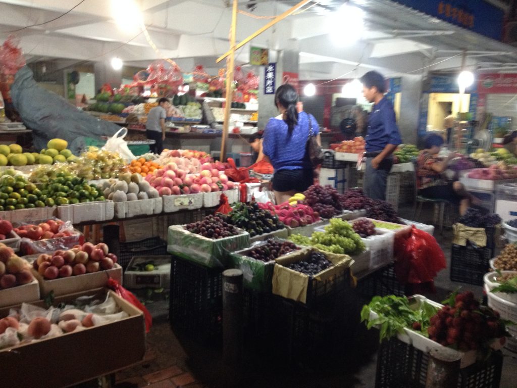 After the excitement of the fire, the fruit market seemed almost tame.