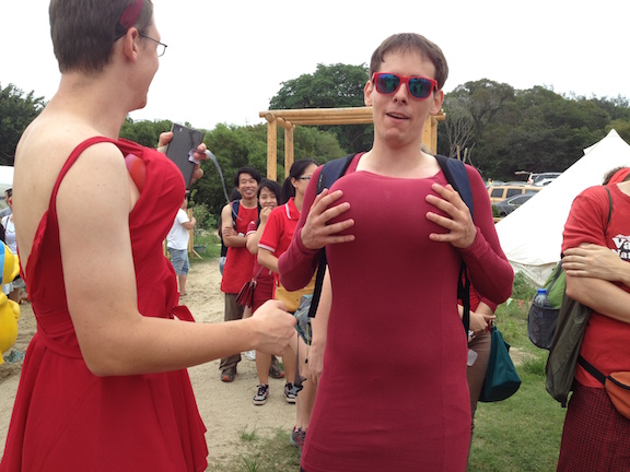 You can see the guys really enjoyed wearing dresses.