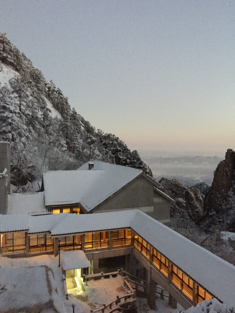 A view of the hotel's exterior. Despite the cold there was lots of heat and even warm water.